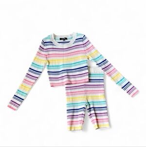 Love Star Striped Crop Top & Biker Shorts Set Size L